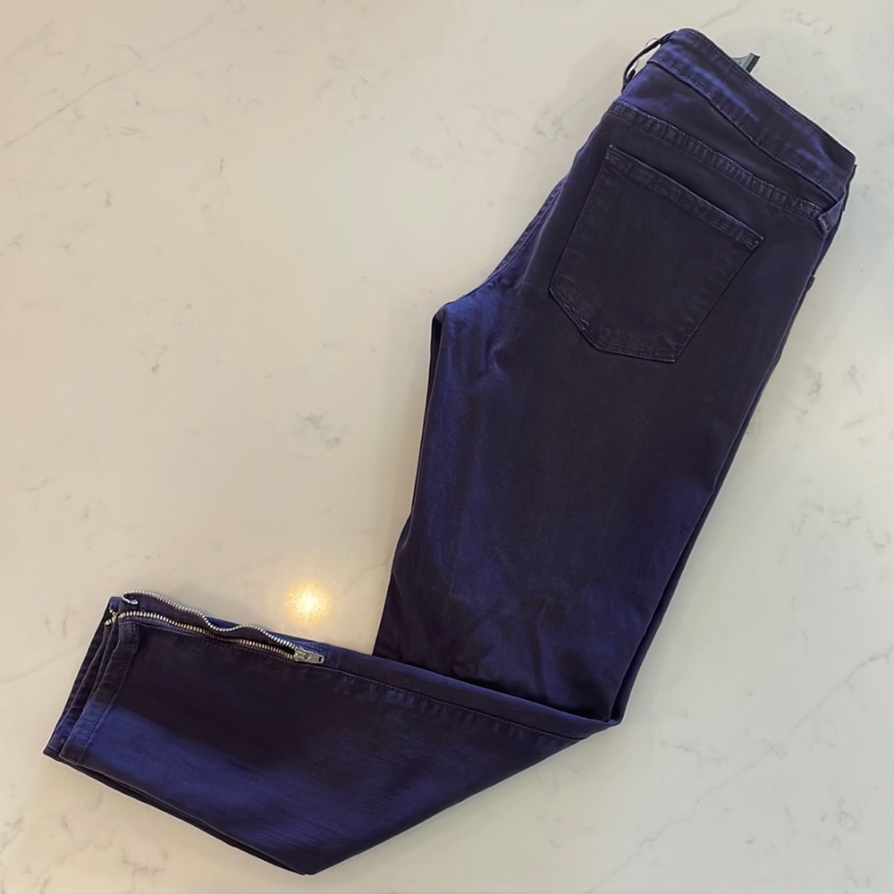 Petite Just Black Plum Skinny Jeans with Zipper Detail 28p